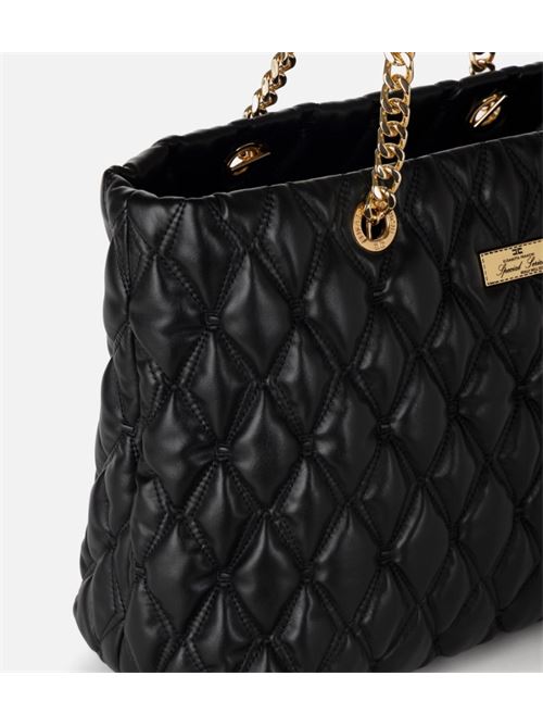 Shopper in tessuto embossed con manici in catena ELISABETTA FRANCHI | BS64A47E2.110